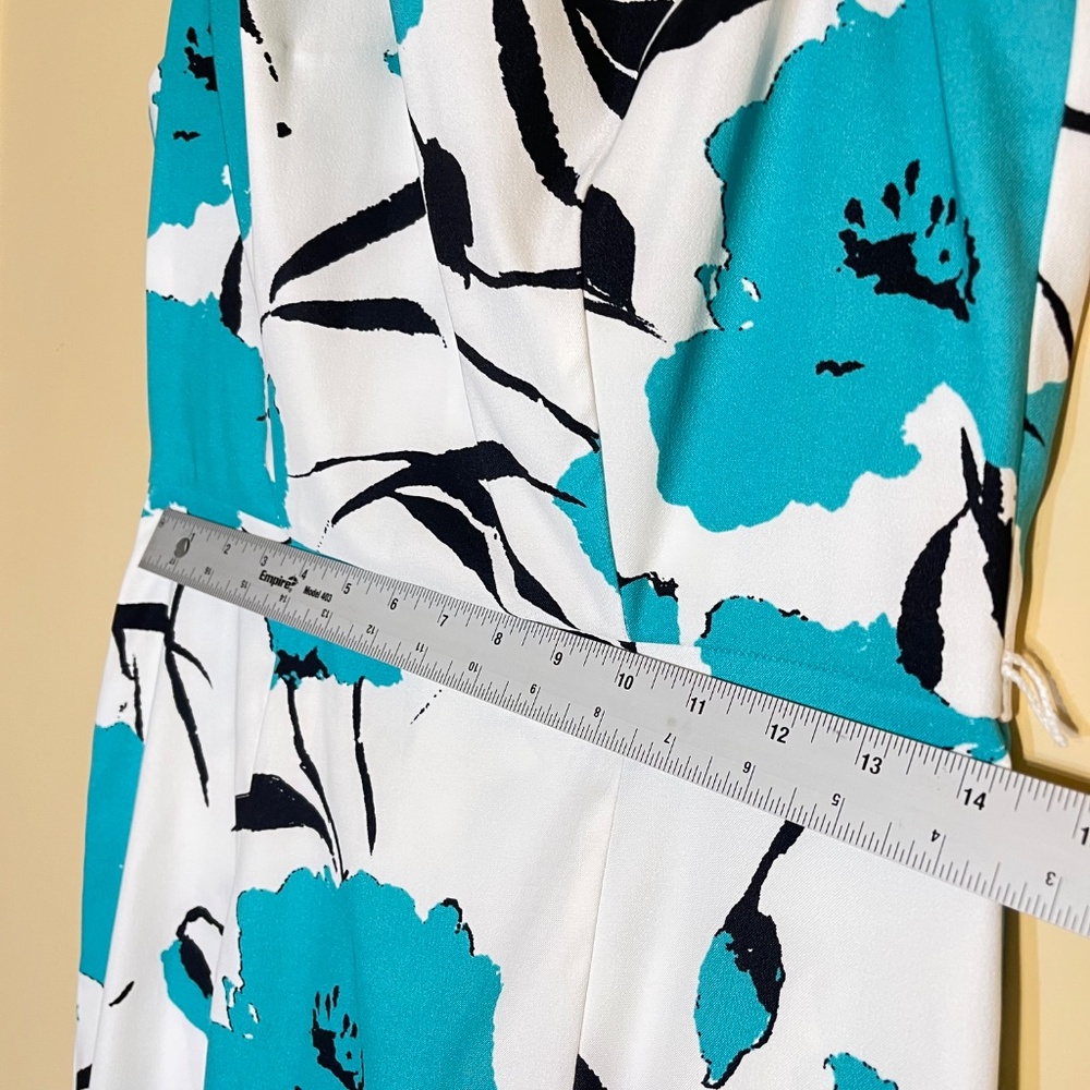 Dress Barn White Sheath Dress with Teal Floral Print - Picture 8 of 11